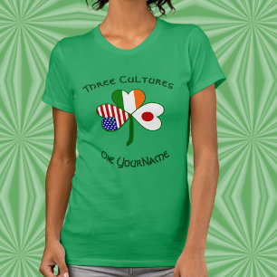 T-shirt Shamrock personnalisé pour femmes Japon Irlande Ét