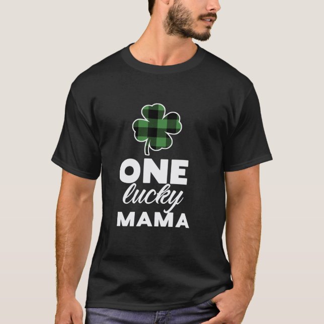 T-shirt Shamrock Plaid One Lucky Mama (Devant)