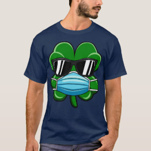 T-shirt Shamrock portant visage Masque Jour de la Saint Pa