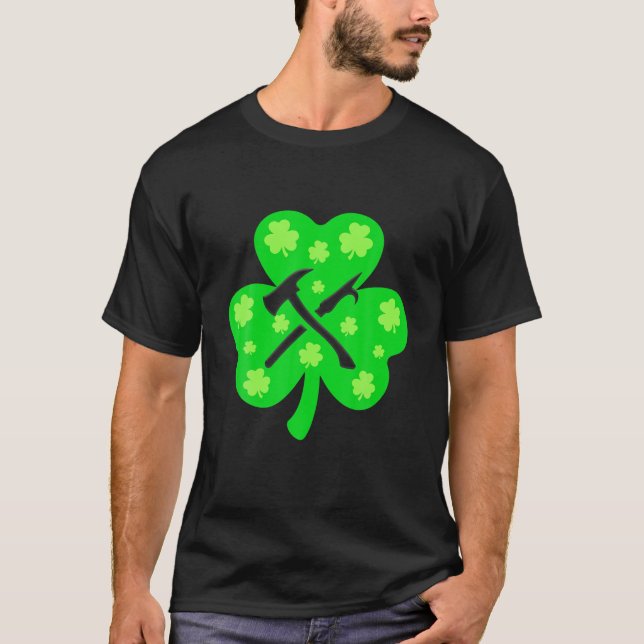 T-shirt Shamrock rétro pompier St.Patrick Day Irish Co (Devant)