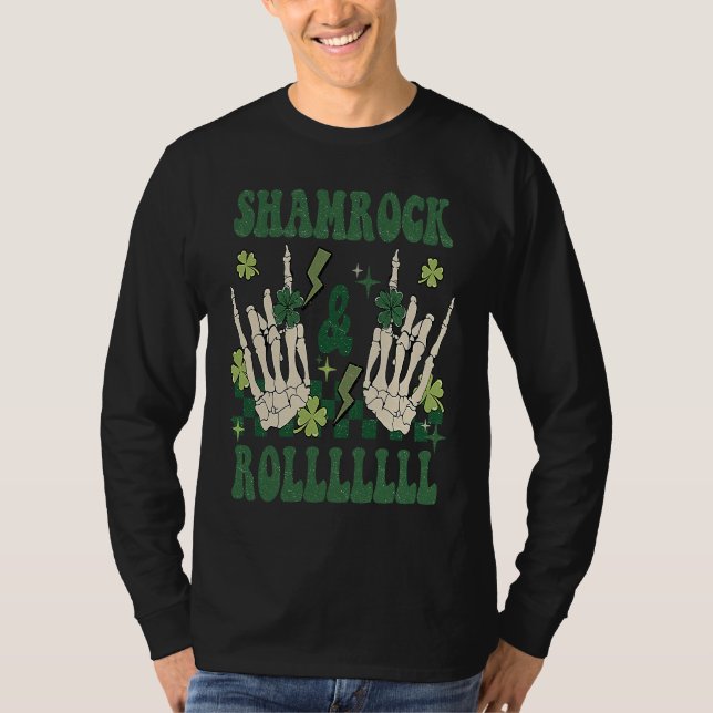 T-shirt SHAMROCK & ROLLLLLL Heavy Metal Punk Rock St Patri (Devant)