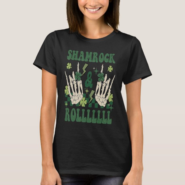 T-shirt SHAMROCK & ROLLLLLL Heavy Metal Punk Rock St Patri (Devant)