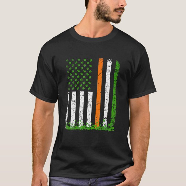 T-shirt Shamrock Saint Patrick's Day American Flag Patriot (Devant)