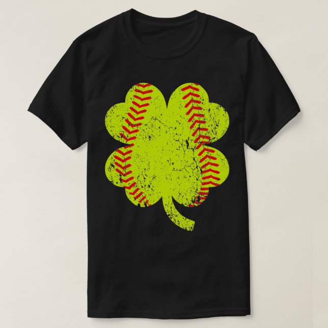 T-shirt Shamrock Softball Four Leaf Jour de la Saint Patri (Design devant)