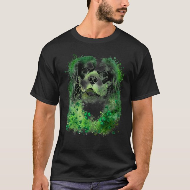 T-shirt Shamrock St Patrick's Day Cavalier King Charles Sp (Devant)