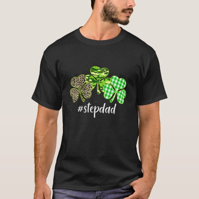 T-shirt Shamrock Stepdad Leopard Camouflage Patrick' (Devant)