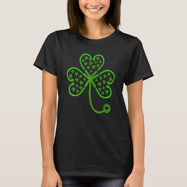 T-shirt Shamrock Stethoscope Nurse Lucky St Patricks Day N (Devant)