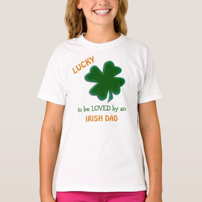 T-shirt Shamrock Vert Irlandais Papa Aime Enfants Chemise (Devant)