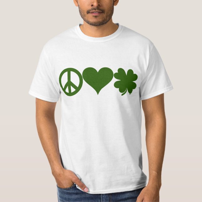 T-shirt Shamrocks d'amour de paix (Devant)