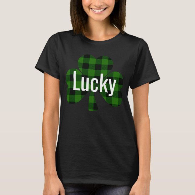 T-shirt Shamrocks de Lucky St. Patty | vert plaid (Devant)