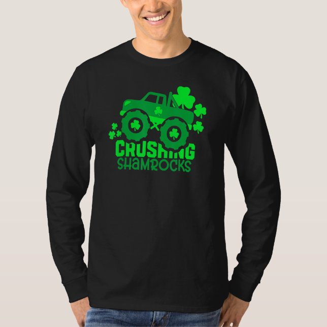 T-shirt Shamrocks écrasant Monster Truck Boys Irish St Pat (Devant)