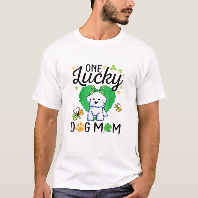 T-shirt Shamrocks Happy Patrick One Lucky Bichon Fri (Devant)