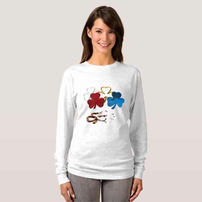 T-shirt Shamrocks Long Sleeves Top (Devant entier)