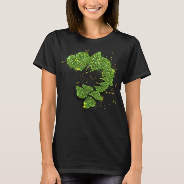 T-shirt Shamrocks verts | Coeurs étincelants (Devant)