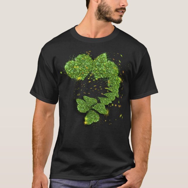 T-shirt Shamrocks verts | Coeurs étincelants (Devant)
