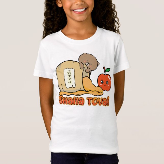 T-Shirt Shana tova Rosh Hashanah tee pour filles, enfants (Devant)