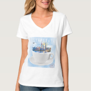 T-shirt Shanghai dans un Teacup - Futuriste Skyline Art