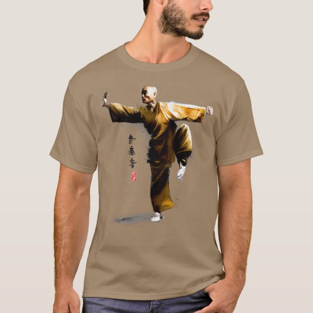 T-shirt Shaolin Kung Fu blanc Cadeau pour hommes femmes en (Devant)