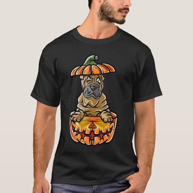 T-shirt Shar Pei Happy Halloween Costume Pumpkin Trick or  (Devant)