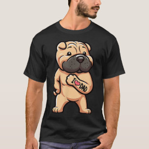 T-shirt Shar Pei I Love Papa Funny Chien Tattoo _1