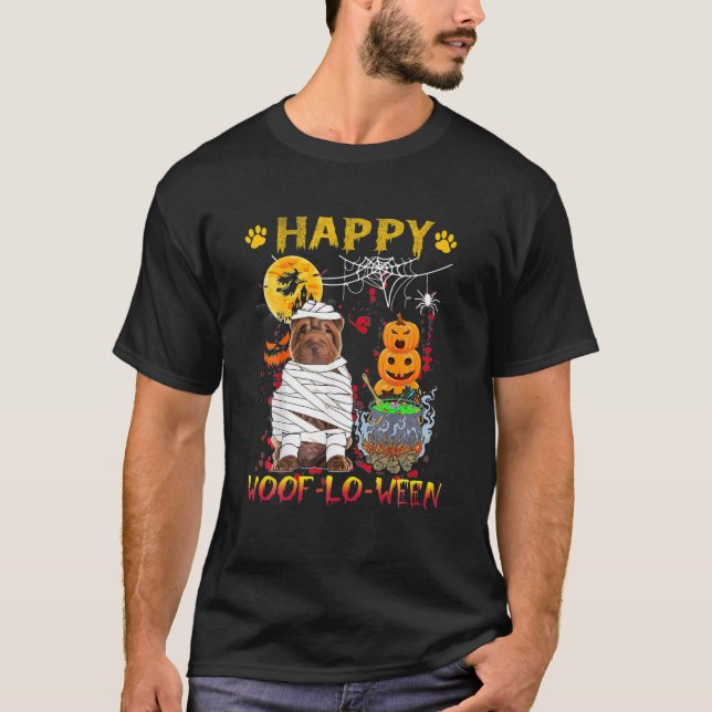 T-shirt Shar Pei Mummy Happy Woof-Lo-Ween Halloween Pumpki (Devant)
