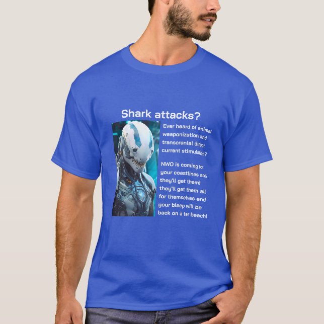 T-shirt Shark Attacks (v2 sombre) (Devant)