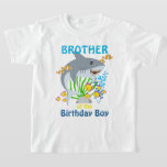 T-shirt Shark Birthday Boy Brother<br><div class="desc">Célébrez l'anniversaire avec ce t-shirt spécial,  design personnalisé</div>