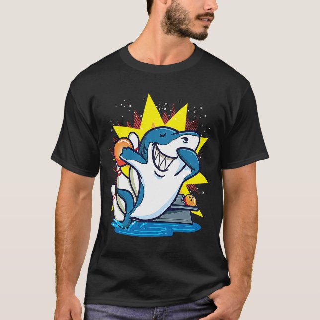 T-shirt Shark Bowling Enfants Animaux Chemise Party (Devant)