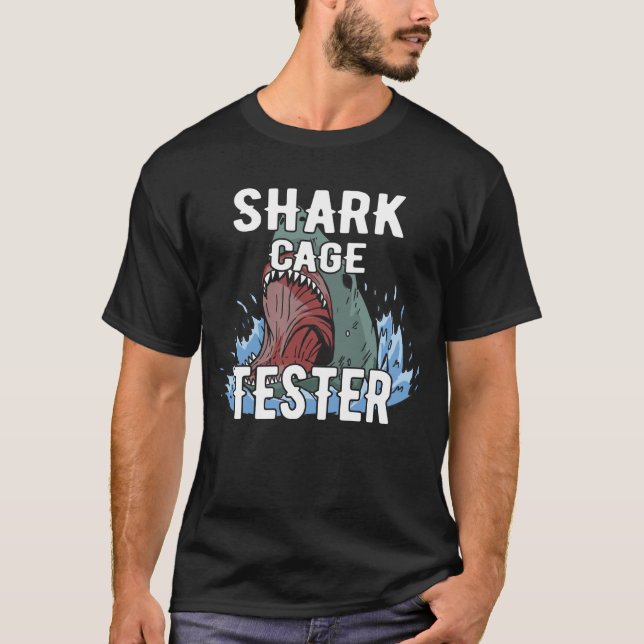 T-shirt Shark Cage Tester Funny Amputee Cadeau  (Devant)