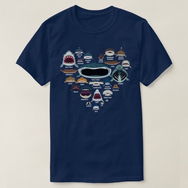 T-shirt Shark Faces Whale Shark Fin  (Design devant)