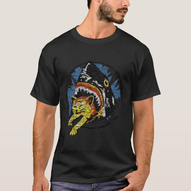 T-shirt Shark Mange Une Chemise Chat (Devant)