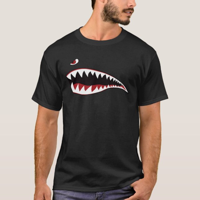 T-shirt Shark Nose Art Green - Avion militaire 2ème guerre (Devant)