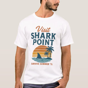 T-shirt Shark Point Escape - Vintage Beach Vibes Graphique