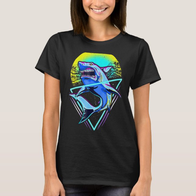 T-shirt Shark Retro Punk 80s 90s (Devant)