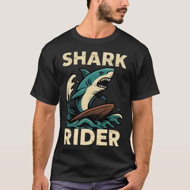T-shirt Shark Rider Surfing Vibe family (Devant)