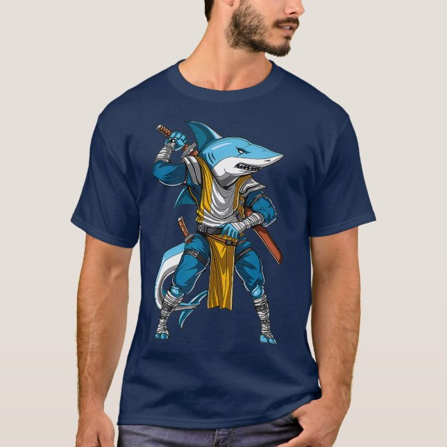 T-shirt Shark Samurai Ninja Kung Fu Guerrier des arts mart (Devant)