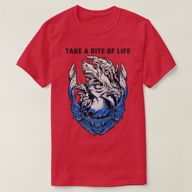 T-shirt Shark Sayings Motivation Take A Bite Of Life (Design devant)