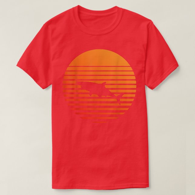T-shirt shark Shadow silhouette in front of a Sun  (Design devant)