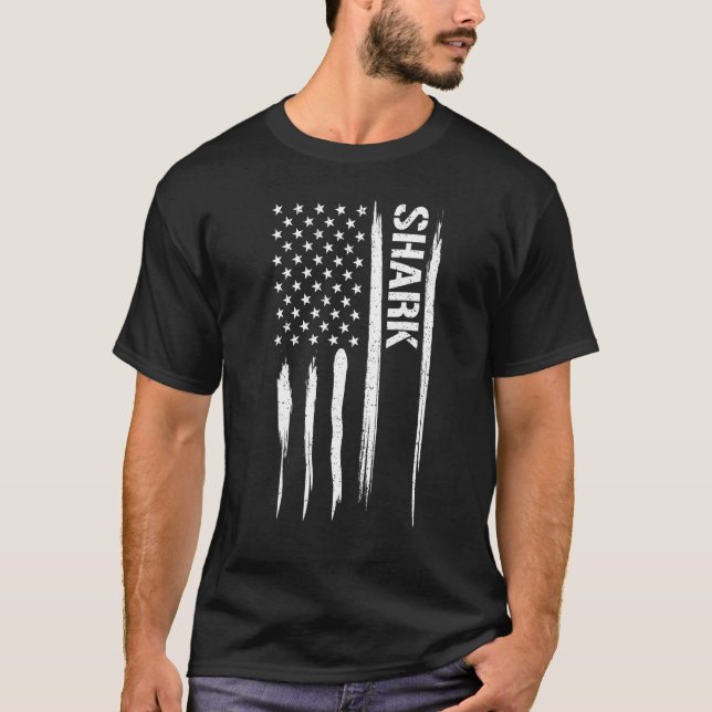 T-shirt Shark Shark - American Flag Sayings_1 (Devant)