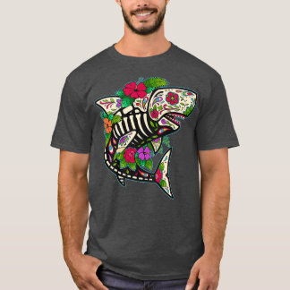 T-shirt Shark Sugar Skull Calavera Mexico Dia De Los