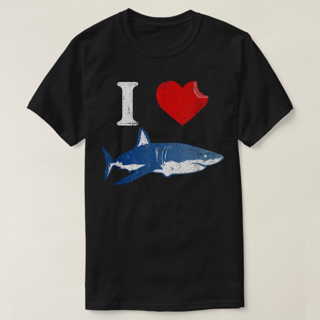 T-shirt Shark Tshirt, I Love Shark Shirt, Shark Lover Cade (Design devant)