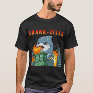 T-shirt Sharkzilla Chibi Kaiju Détruisant la Ville