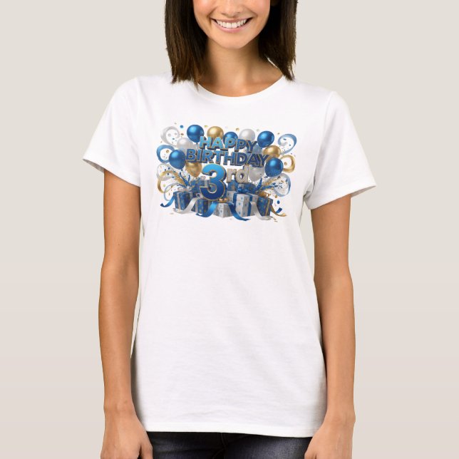T-shirt Sharp Blue JOYEUX ANNIVERSAIRE 3RD Art wearable (Devant)