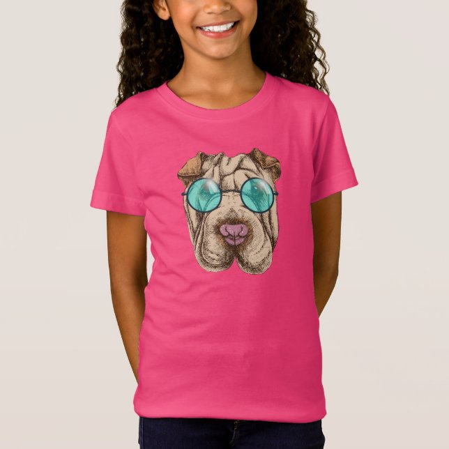 T-Shirt Sharpei dans des lunettes de soleil (Devant)