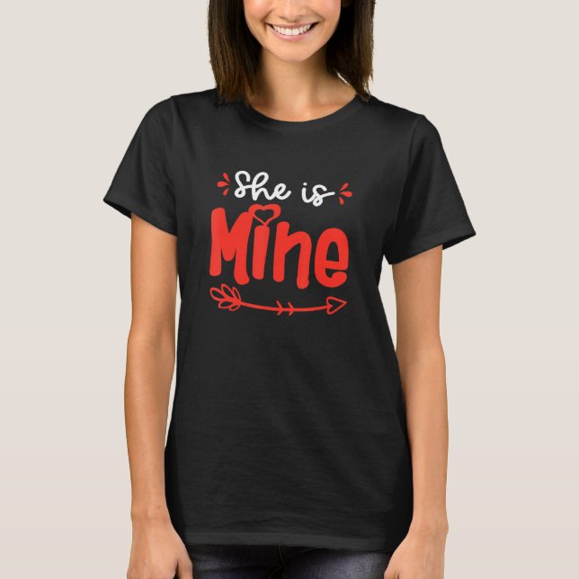 T-shirt She Is Mine He Is Mine Set Matching Couples Valent (Devant)