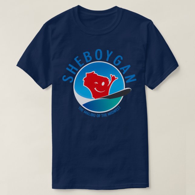 T-shirt Sheboygan Le Malibu du Midwest Circular Blue (Design devant)
