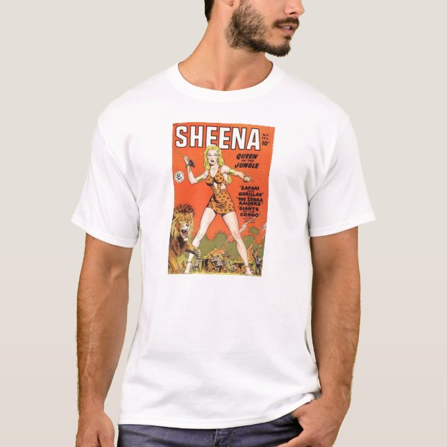 T-shirt Sheena : Bande dessinée de femme de jungle (Devant)