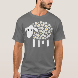 T-shirt Sheep Daisy Kawaii Fleurs Fermier Animal de ferme