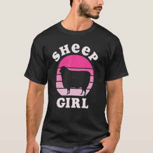 T-shirt Sheep Girl Sheep Girl I Like Sheep Pink Vintage S