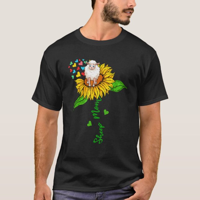 T-shirt Sheep Mom Cute Farm Animals On Sunflower Farmer Mo (Devant)